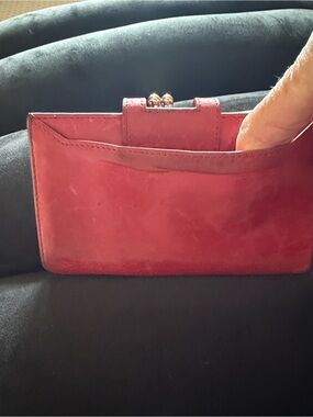 HOBO Red Leather Kiss-Lock Wallet Clutch